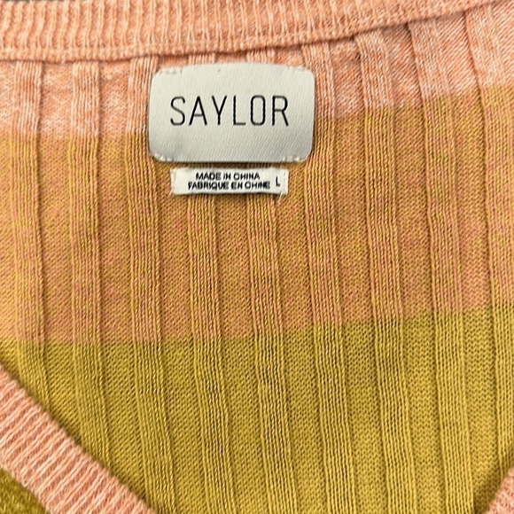 SAYLOR Syra Striped Linen Cotton Cardigan Large - Picture 7 of 12